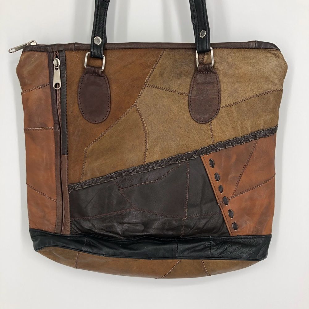 ‎Faux Leather Multicolored Patchwork Purse